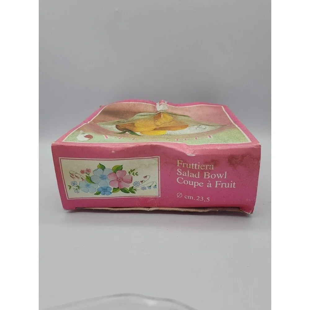 Masserini Primavera Salad Bowl Italy Clear Glass Flower Embossed